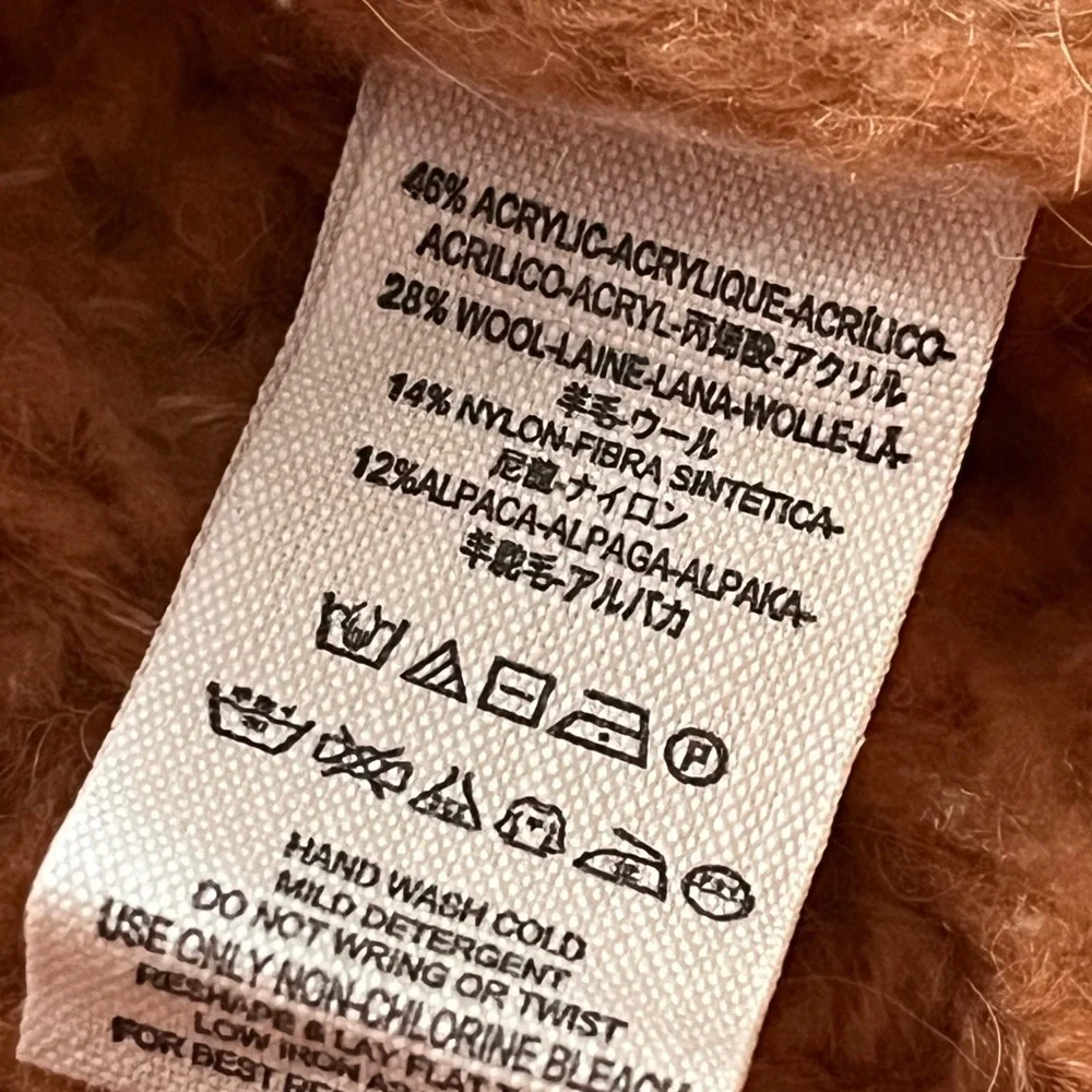 Free People Fluffy Fox Chunky Wool Alpaca Blend Turtleneck Sweater Papaya xsmall - Picture 4 of 7